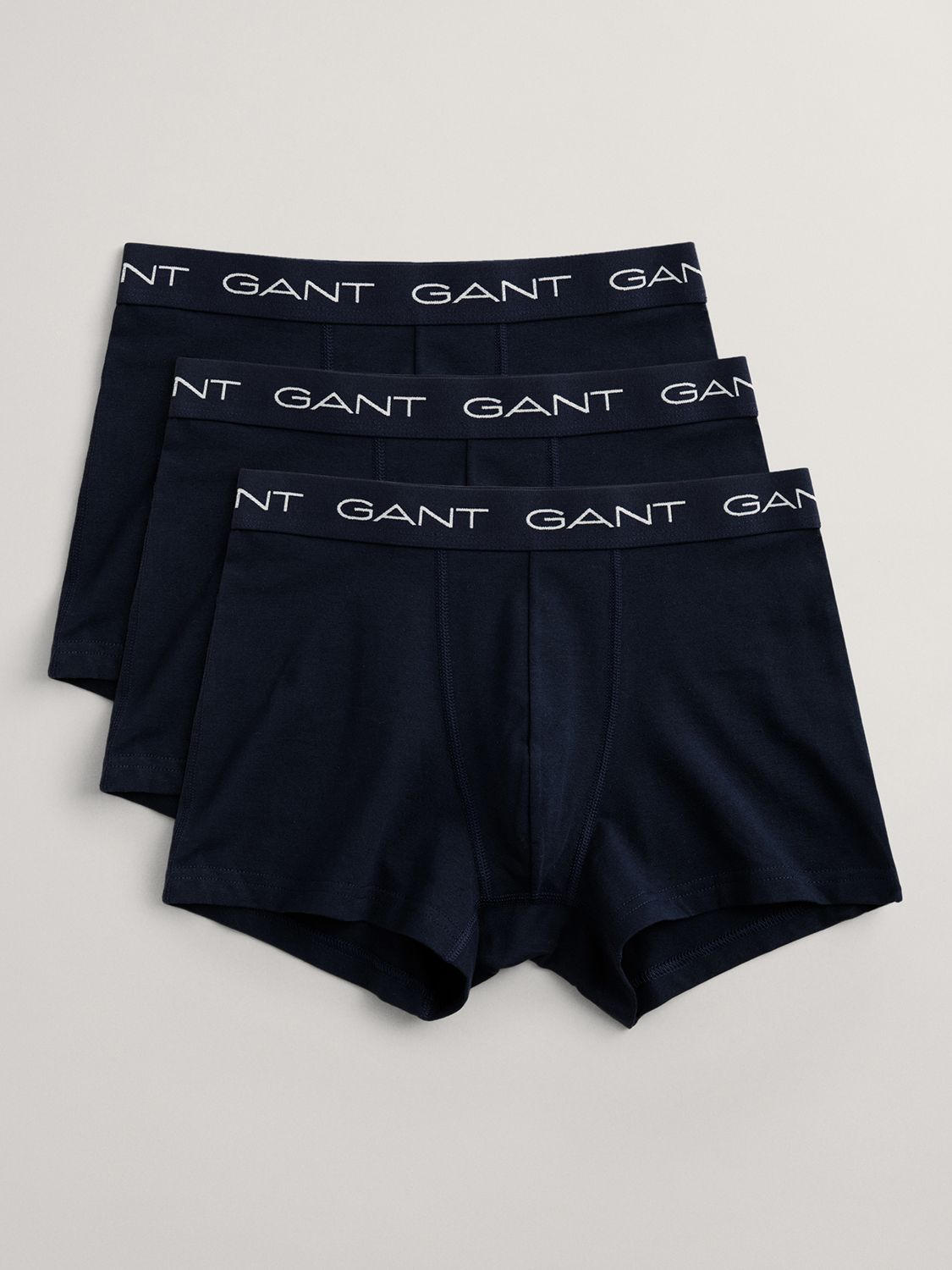 GANT Cotton Stretch Jersey Trunks, Pack of 3, Navy at John Lewis & Partners