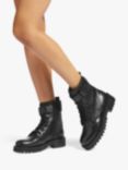 KG Kurt Geiger South Lace Up Leather Biker Boots, Black