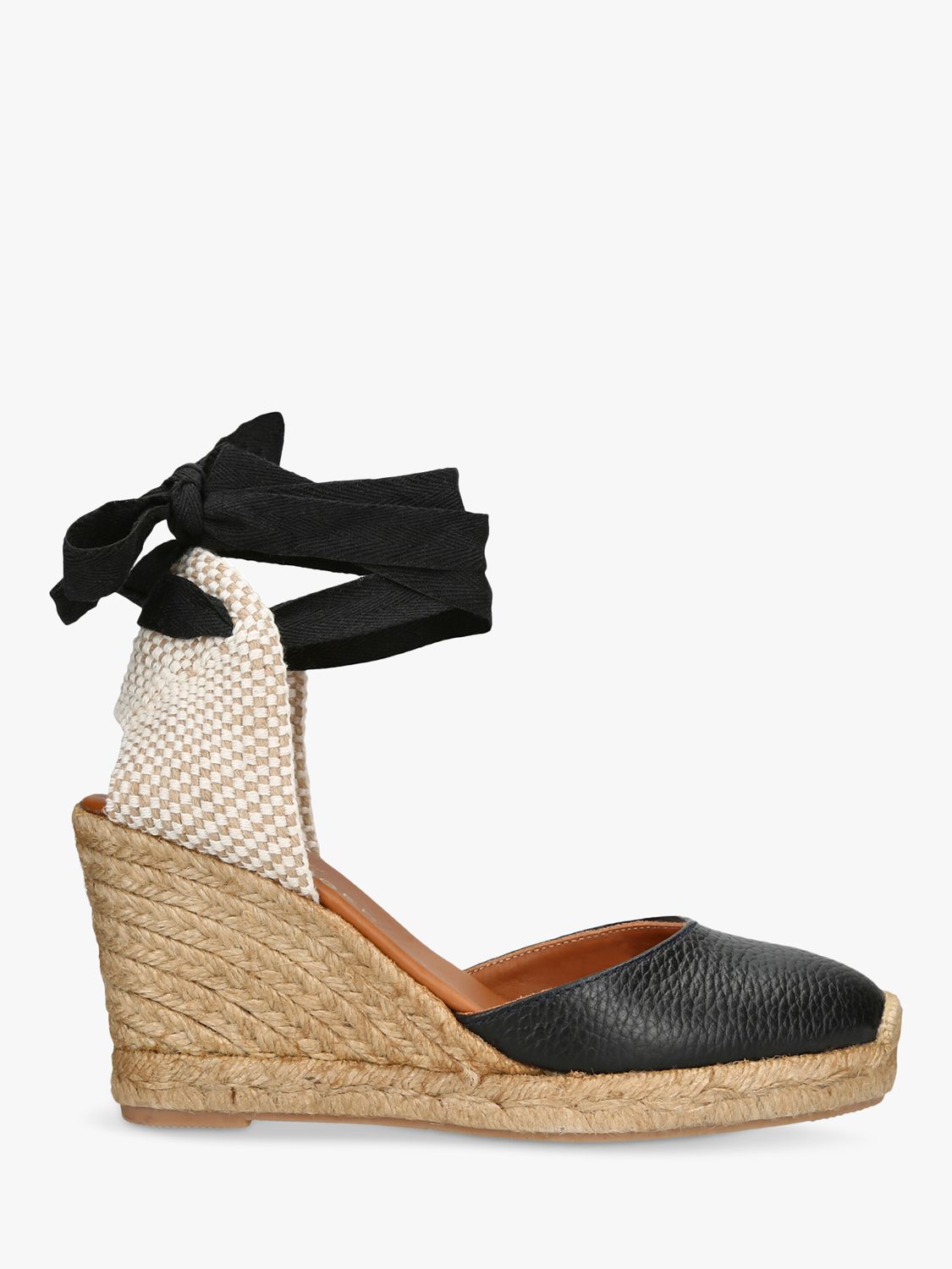 KG Kurt Geiger Monty Leather Espadrille Sandals, Black, 3