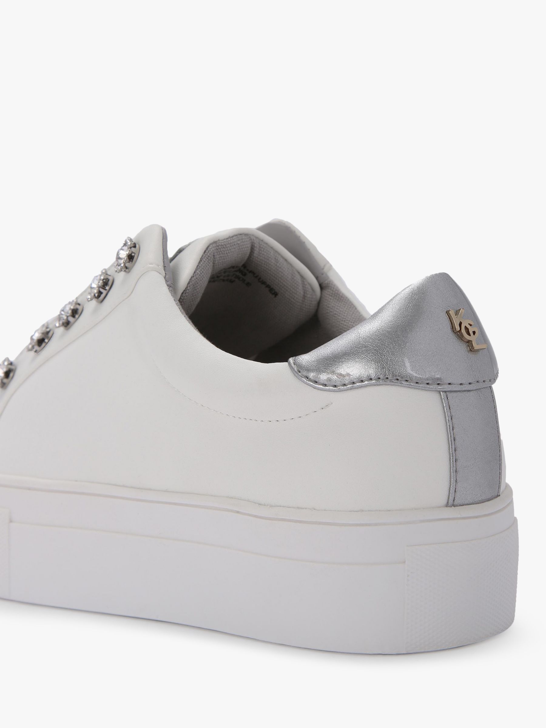 Kurt Geiger London Liviah Crystal Embellished Trainers, White/Silver at ...