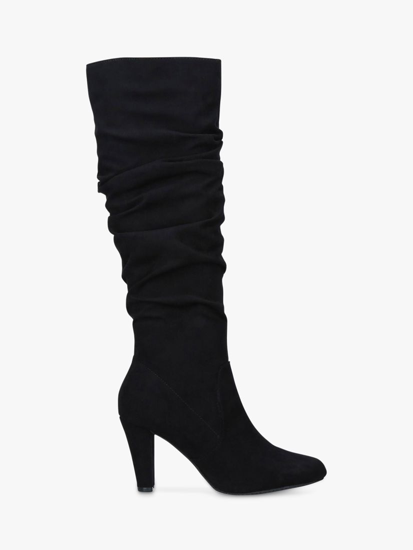 Carvela Tampa Ruched Suede Knee Boots, Black at John Lewis & Partners