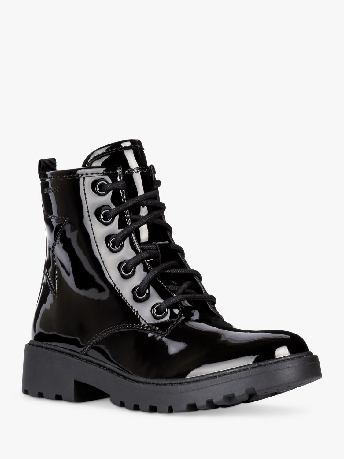 Geox Kids' Casey Patent Ankle Boots, Black at John Lewis & Partners