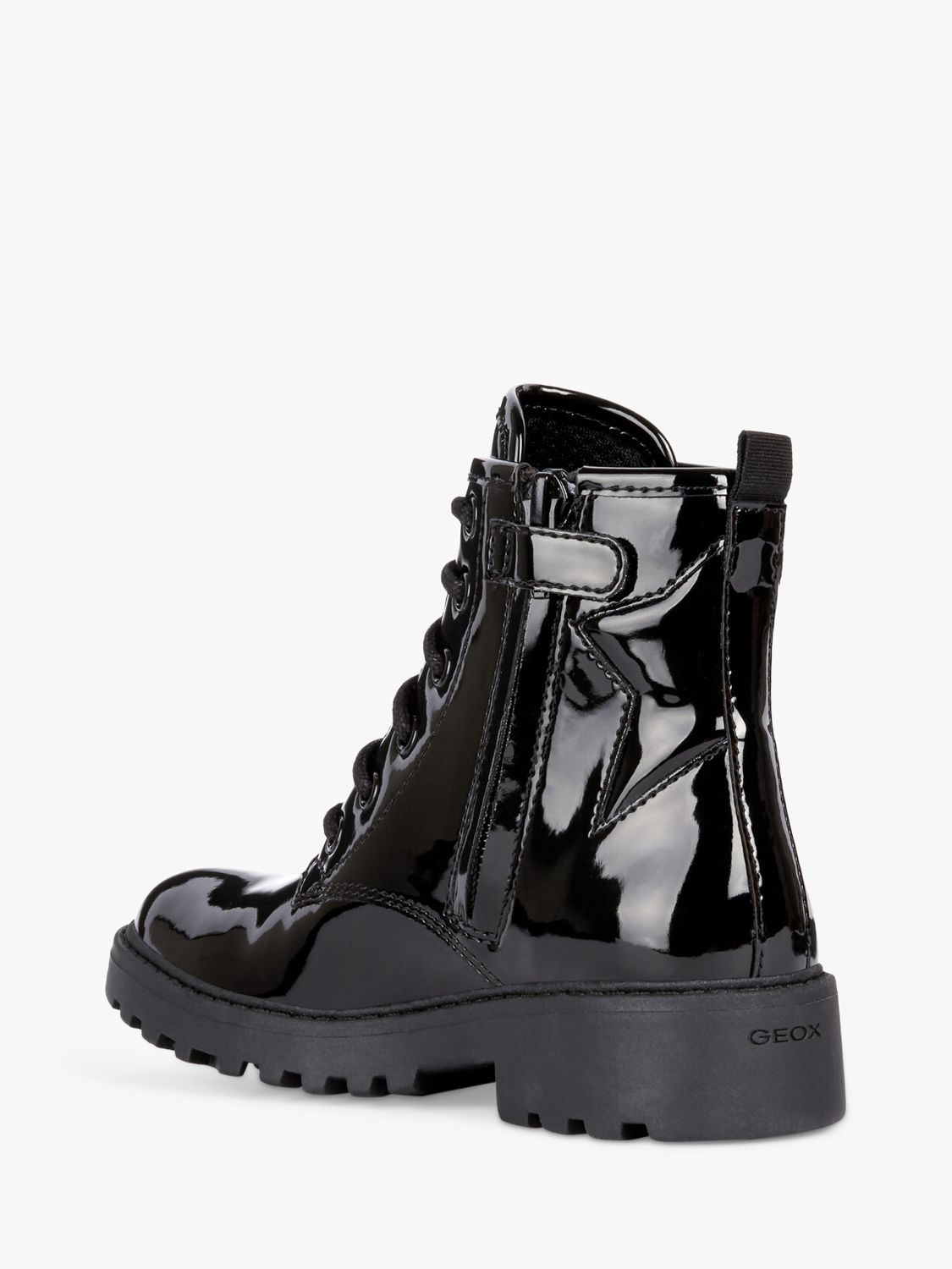Geox Kids' Casey Patent Ankle Boots, Black at John Lewis & Partners