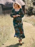 FatFace Adele Landscapes Midi Dress, Teal Green