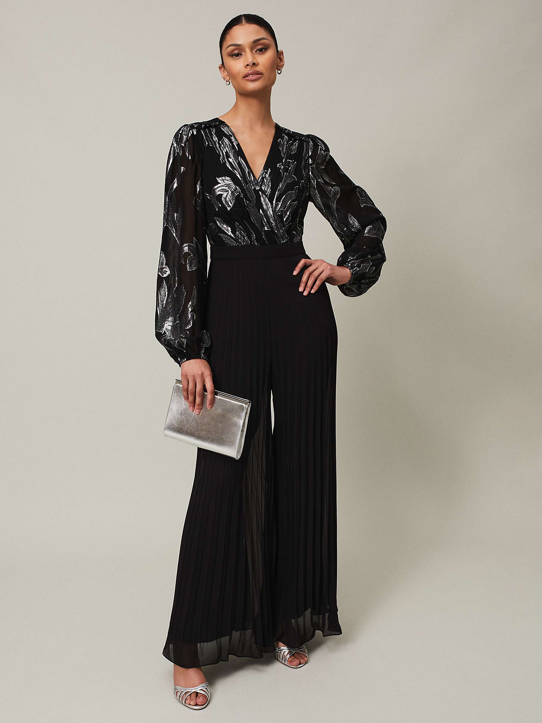 Buy Phase Eight Althea Wide Leg Jumpsuit, Black/Silver Online at johnlewis.com