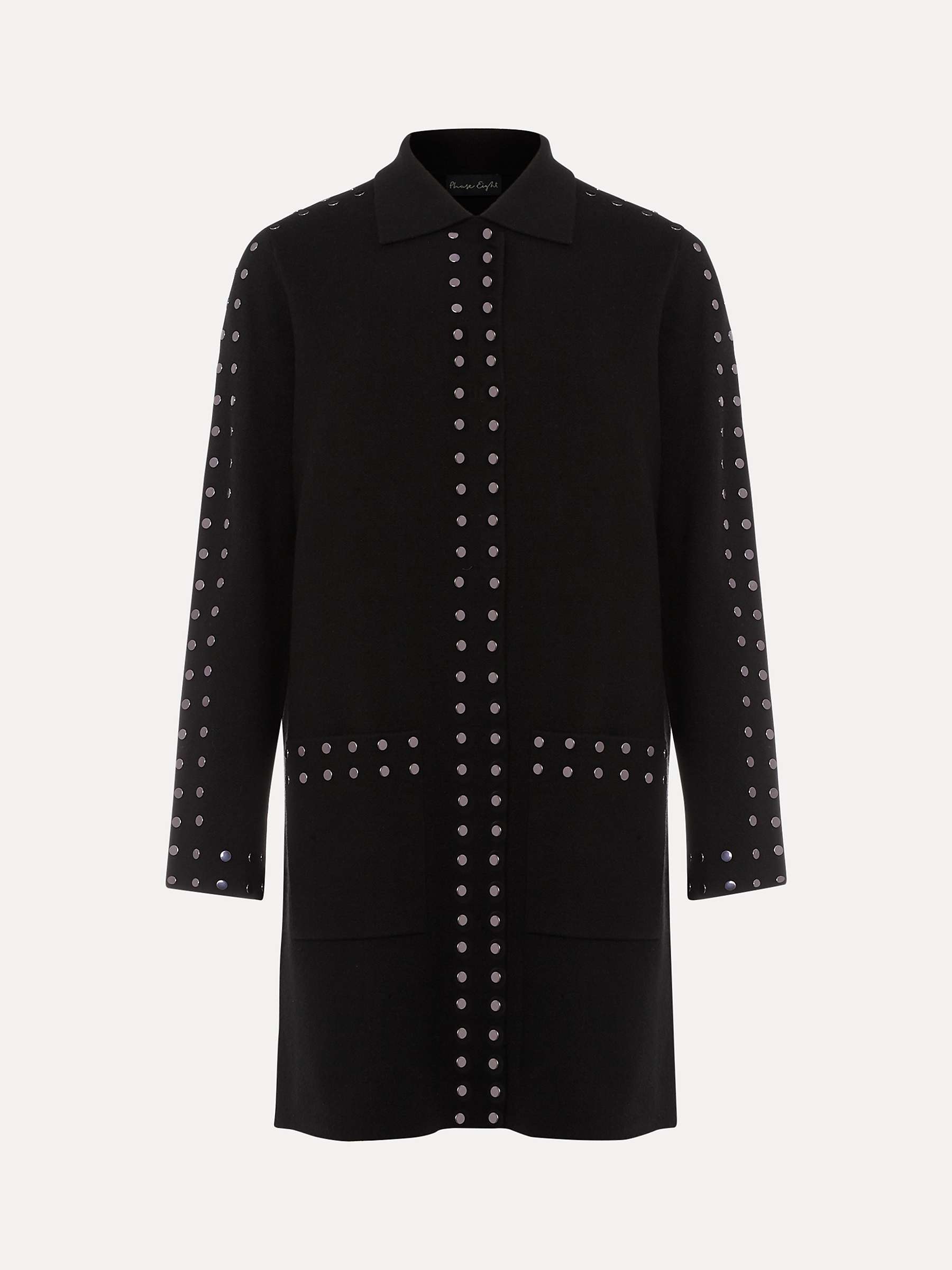 Buy Phase Eight Cassidy Studded Wool Blend Shacket, Black Online at johnlewis.com