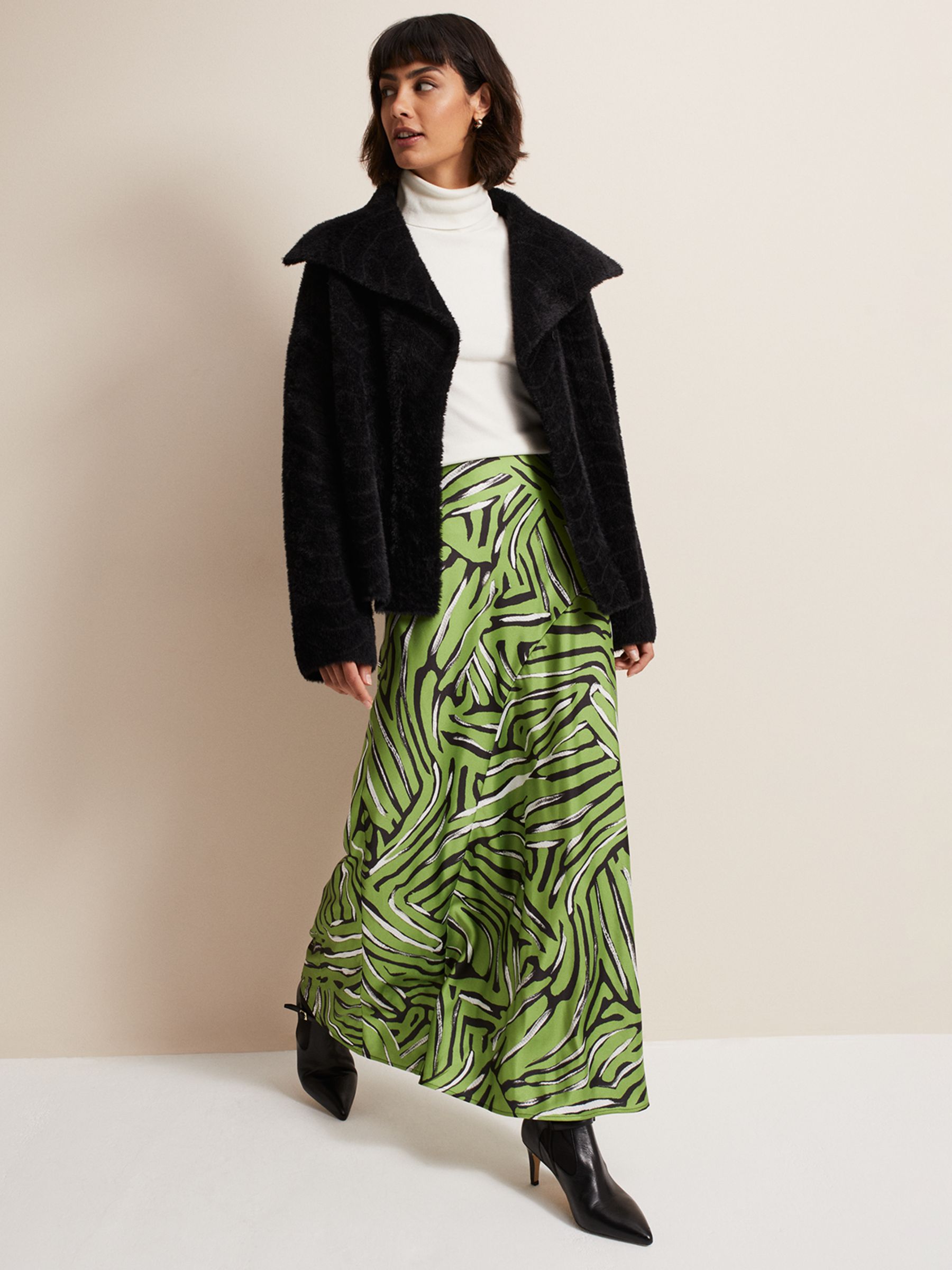 Buy Phase Eight Lucy Plain Faux Fur Jacket, Black Online at johnlewis.com