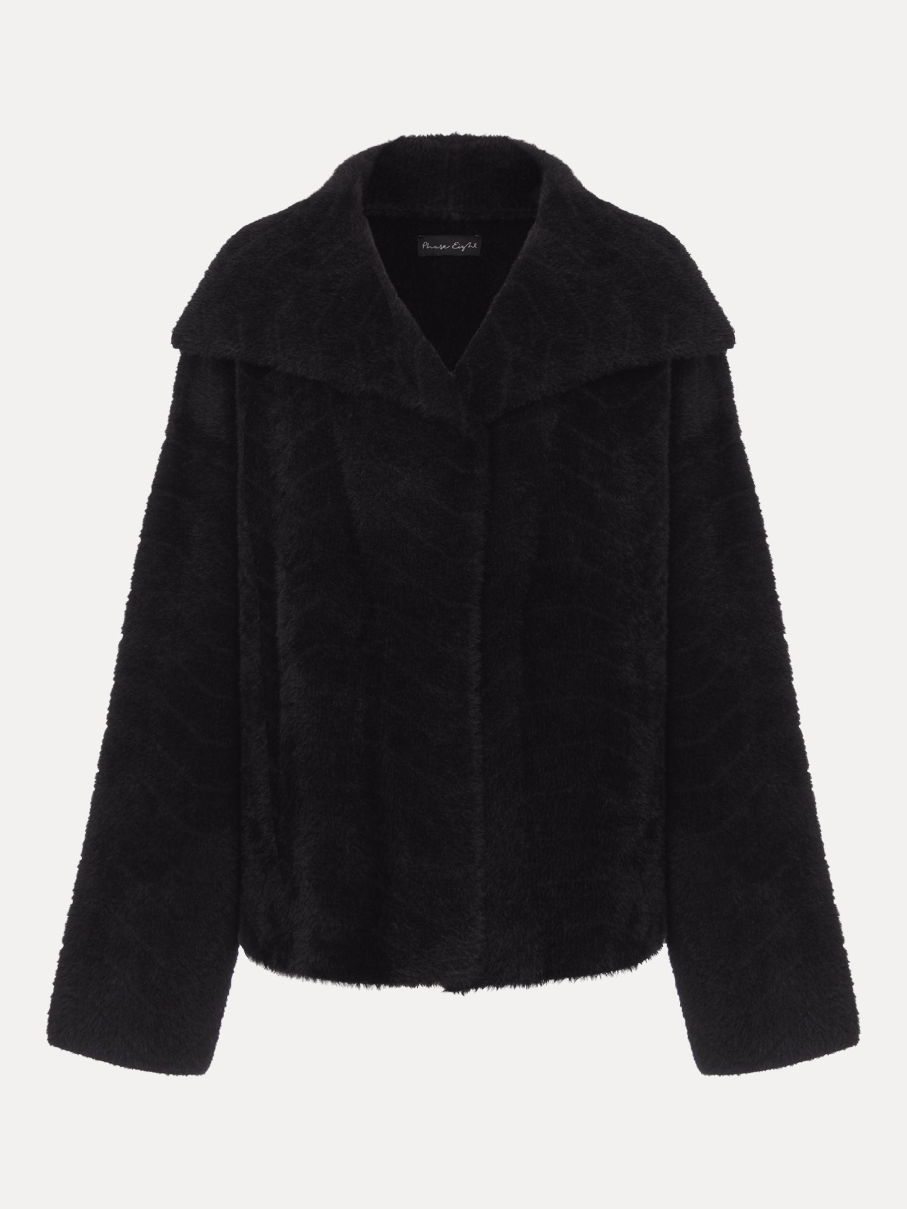 Buy Phase Eight Lucy Plain Faux Fur Jacket, Black Online at johnlewis.com