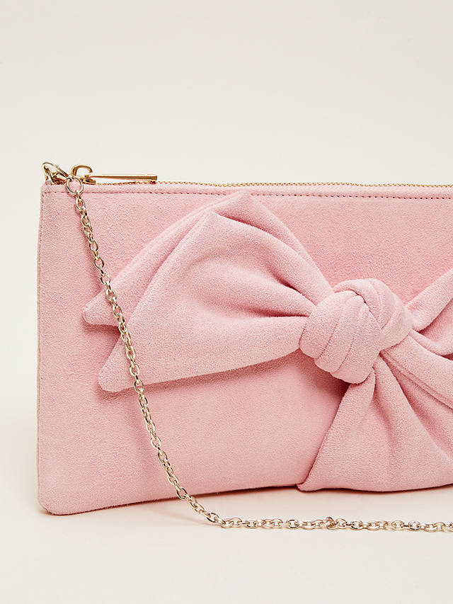 Phase Eight Suede Bow Clutch, Pink