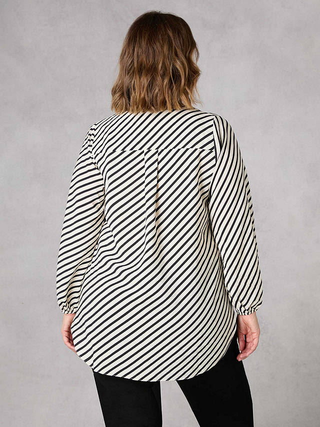 Live Unlimited Curve Diagonal Stripe Curved Hem Shirt, Ivory/Black