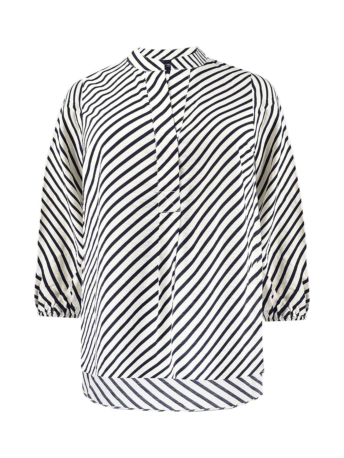 Buy Live Unlimited Curve Diagonal Stripe Curved Hem Shirt Online at johnlewis.com