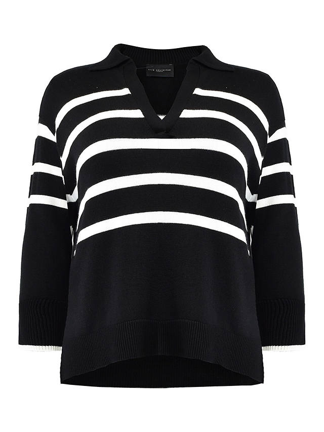 Live Unlimited Curve Monochrome Stripe Polo Jumper, Black