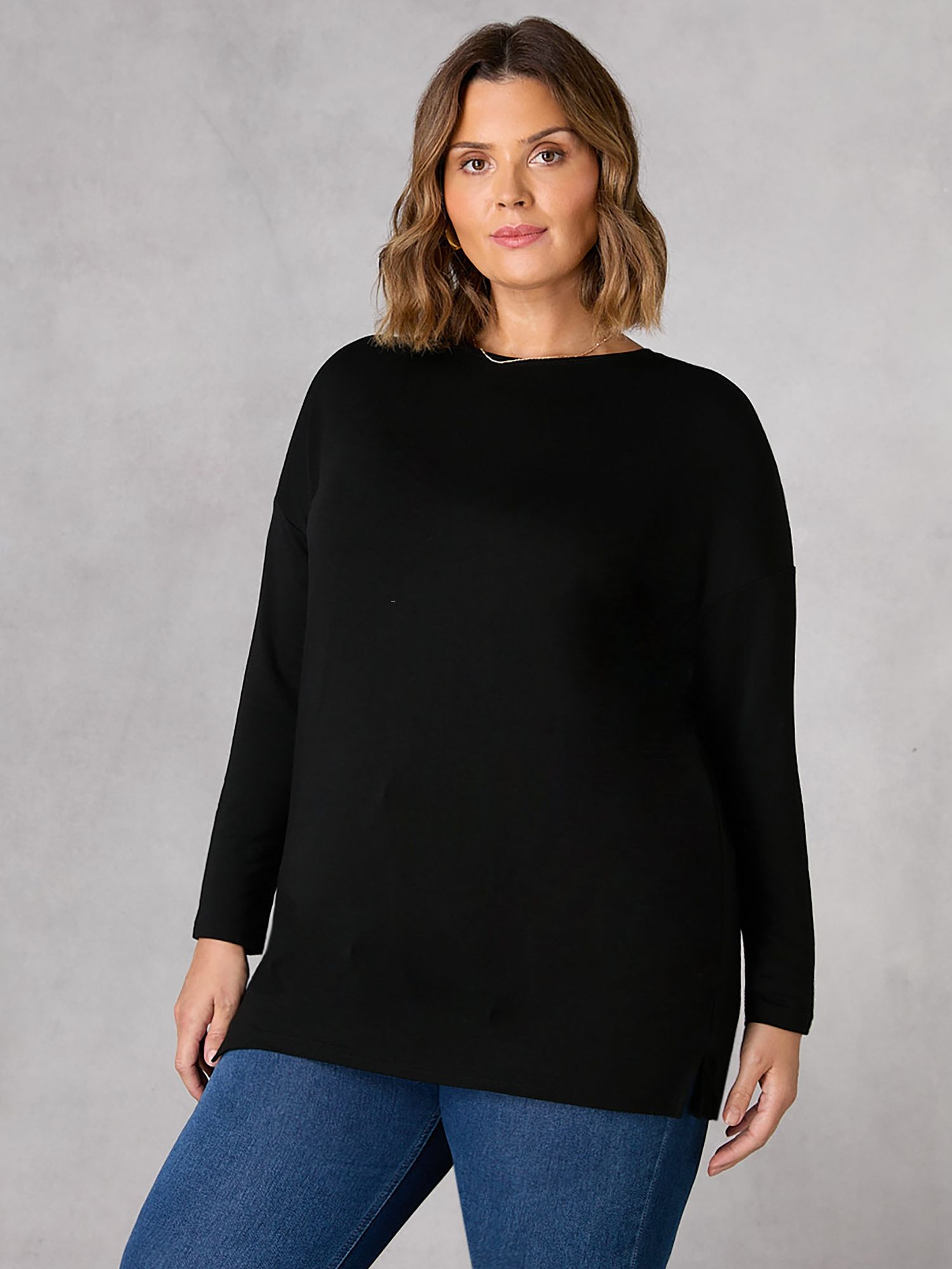 Live Unlimited Curve Relaxed Jersey Top, Black at John Lewis & Partners