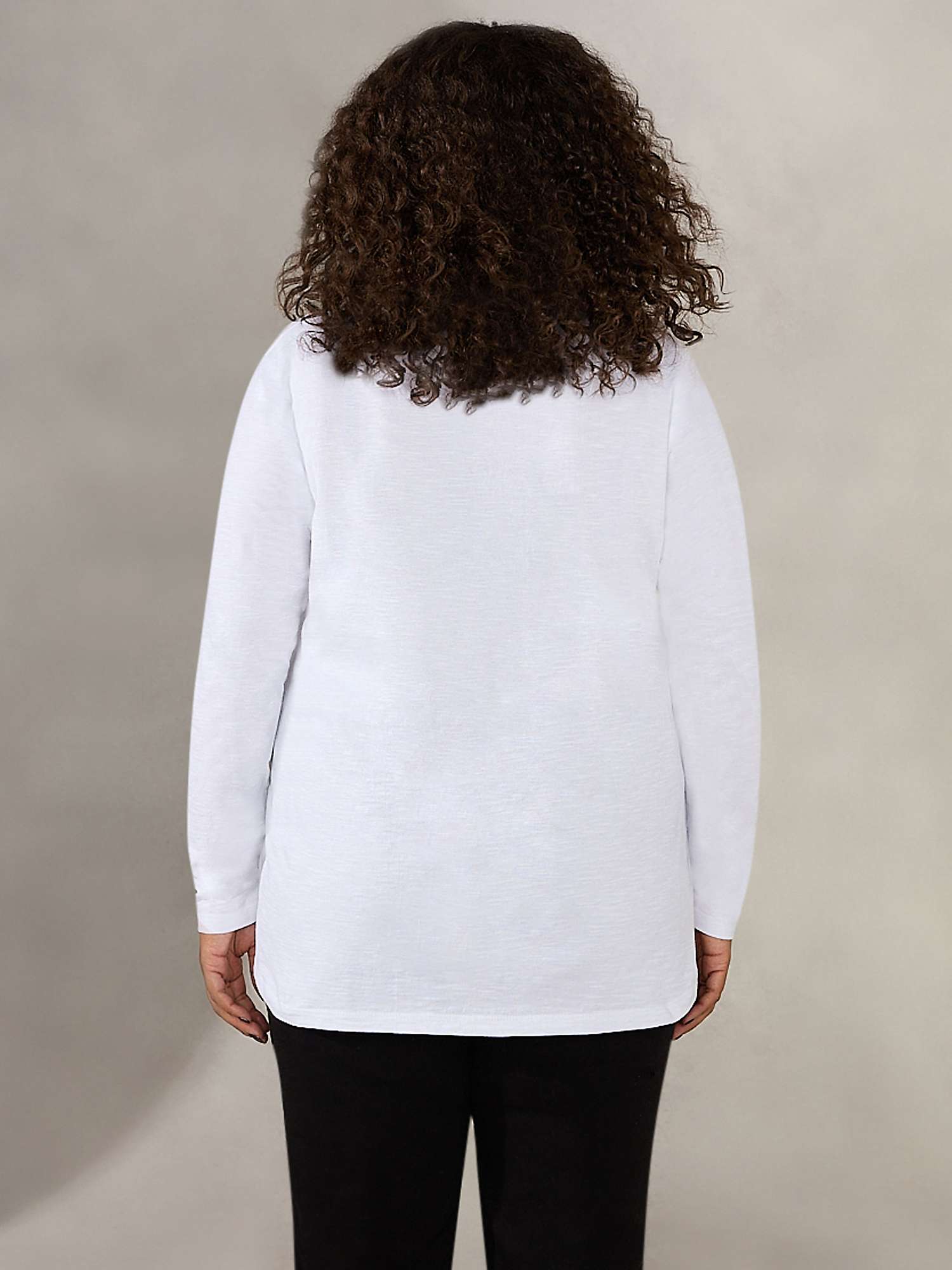 Buy Live Unlimited Curve Cotton Slub V Neck Long Sleeve T-Shirt Online at johnlewis.com
