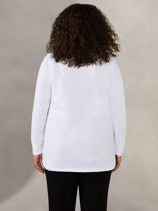 Live Unlimited Curve Cotton Slub V Neck Long Sleeve T-Shirt, White