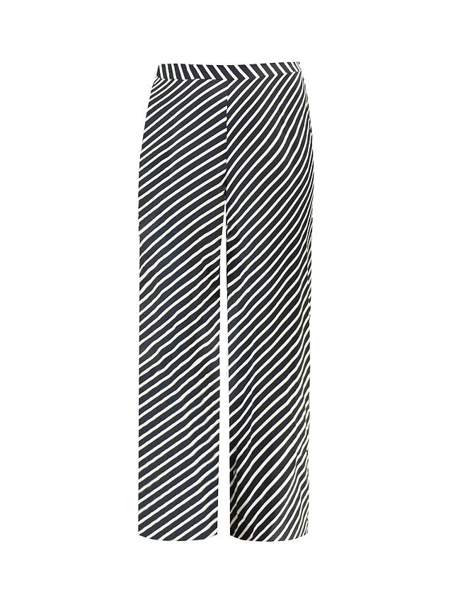 Live Unlimited Curve Diagonal Stripe Wide Leg Trousers, Black/Stone