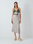 Olivia Rubin Max Satin Strappy Belted Slip Midi Dress, Camo Print