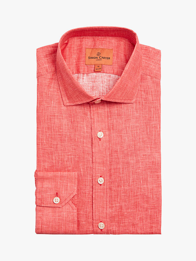 Simon Carter Plain Italia Linen Shirt, Red