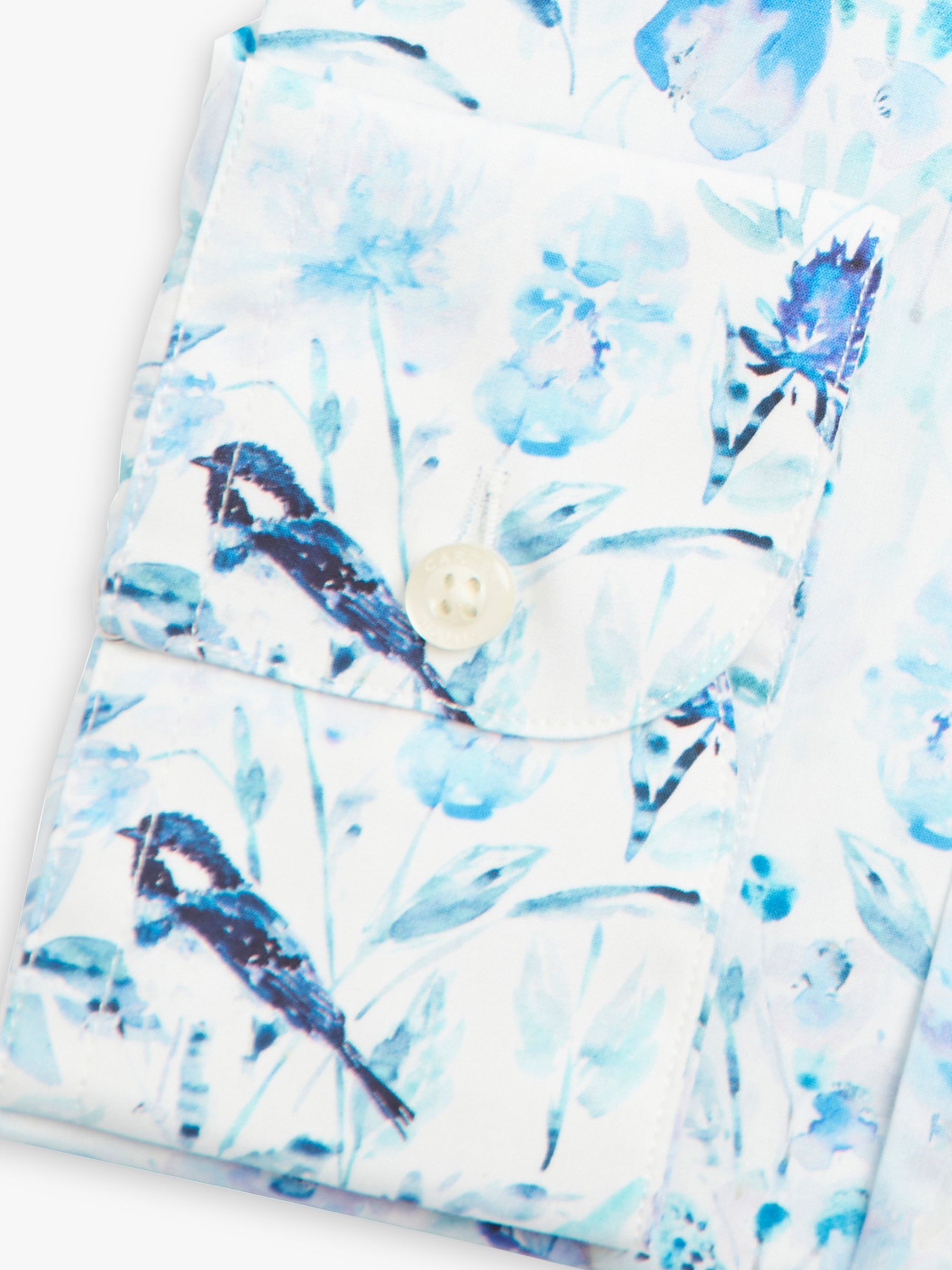 Simon Carter Watercolour Butterfly Print Shirt, White Blue, 16