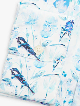 Simon Carter Watercolour Butterfly Print Shirt, White Blue