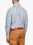 Simon Carter Linen Blend Gecko Print Shirt, Blue/Multi