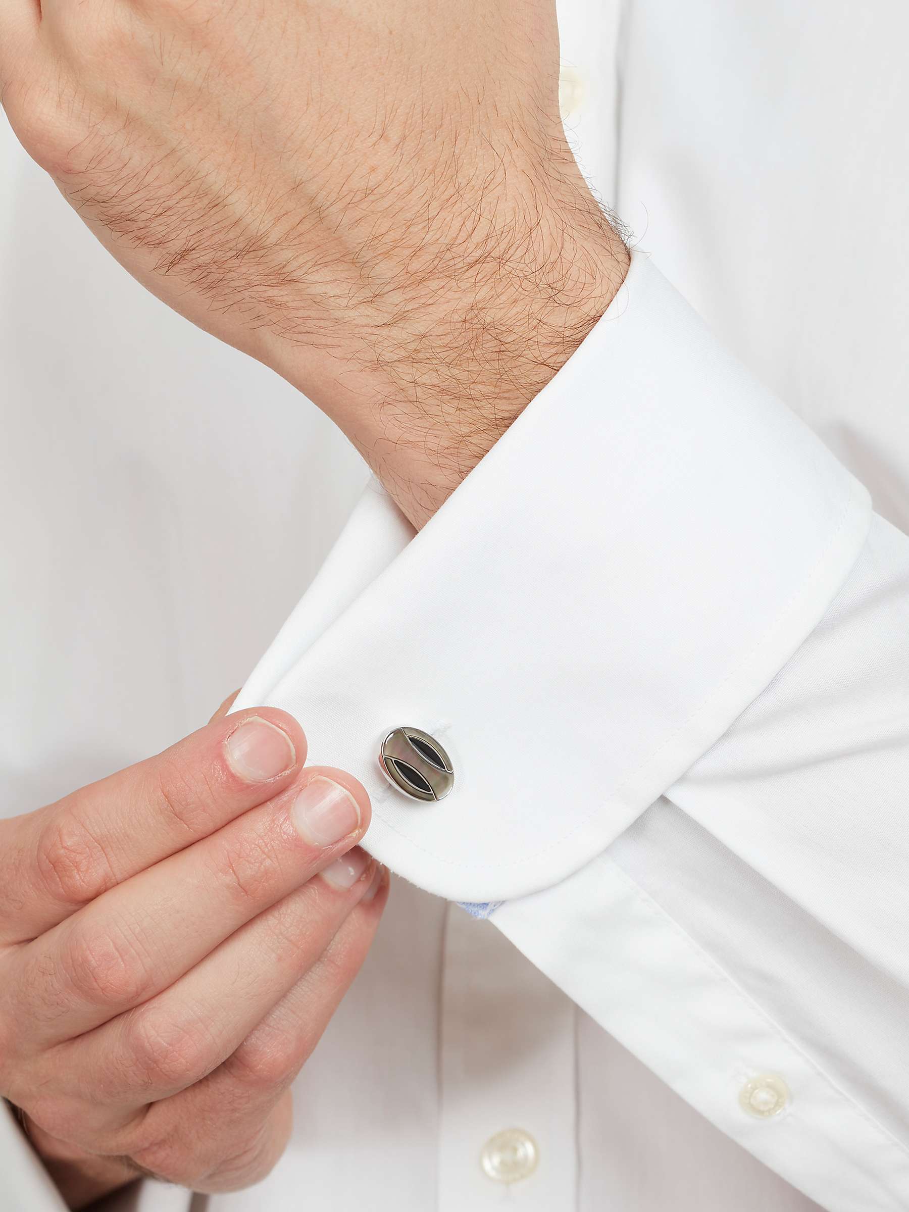 Buy Simon Carter Deco Curve Mother Of Pearl Cufflinks, Grey Silver Online at johnlewis.com
