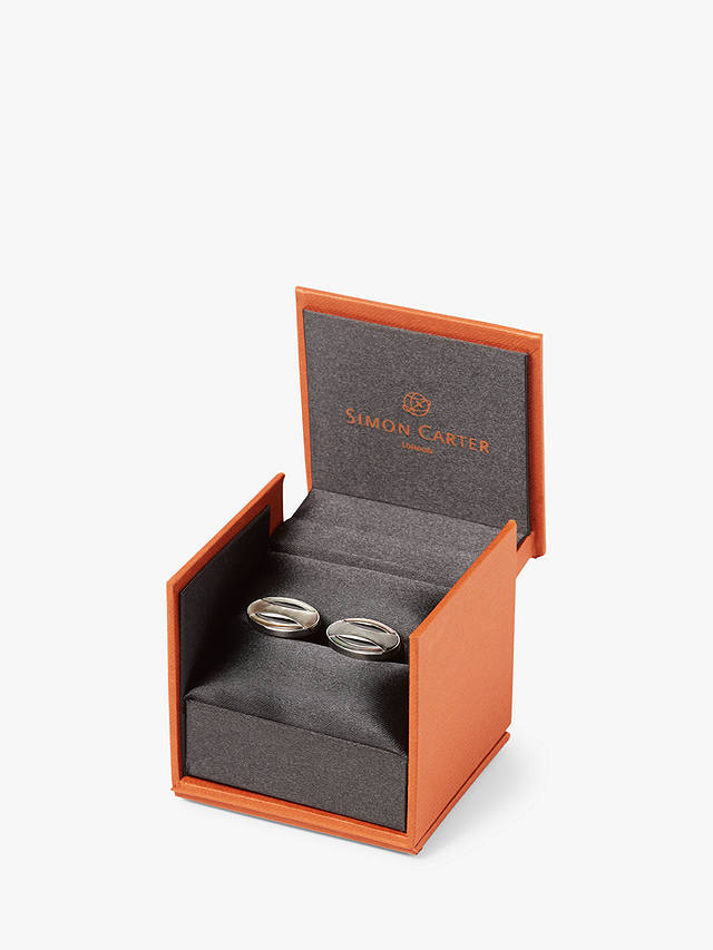 Simon Carter Deco Curve Mother Of Pearl Cufflinks, Grey Silver