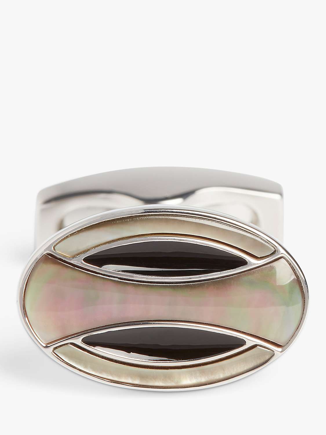 Buy Simon Carter Deco Curve Mother Of Pearl Cufflinks, Grey Silver Online at johnlewis.com