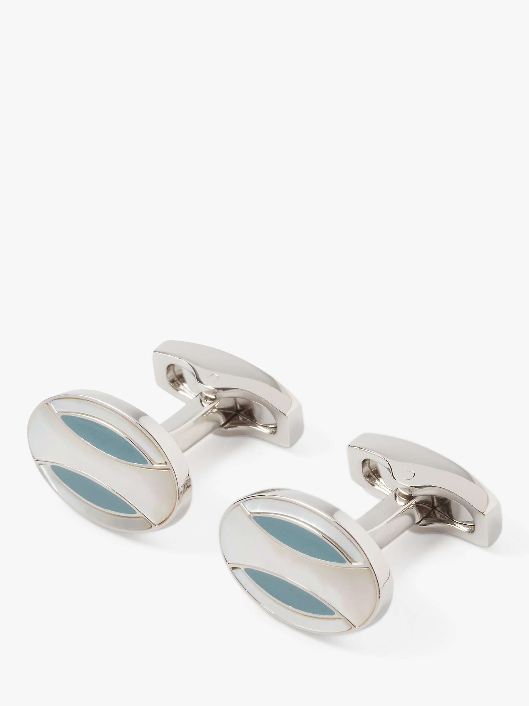 Buy Simon Carter Deco Curve Mother Of Pearl Cufflinks, White Silver Online at johnlewis.com