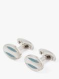 Simon Carter Deco Curve Mother Of Pearl Cufflinks, White Silver