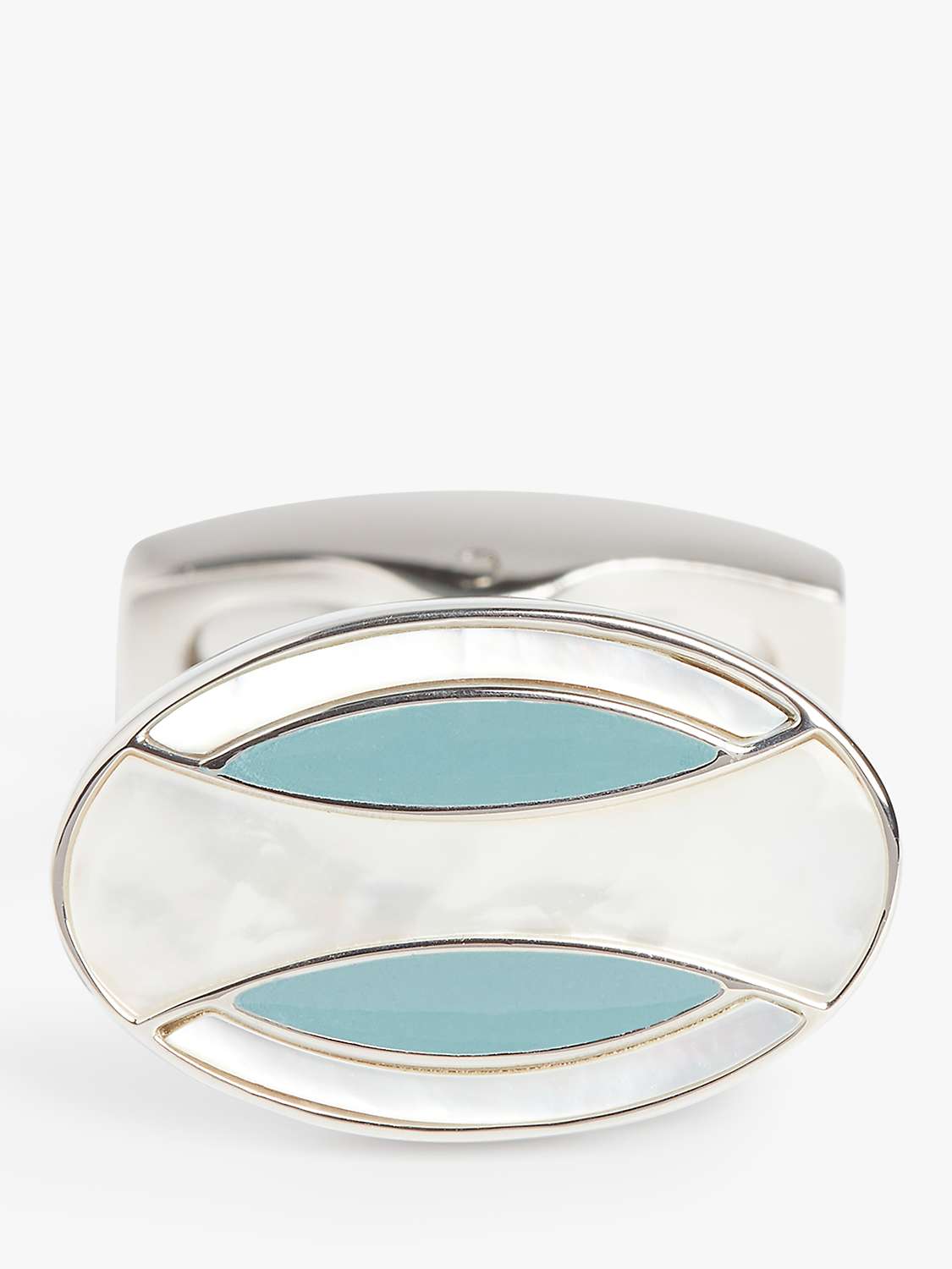 Buy Simon Carter Deco Curve Mother Of Pearl Cufflinks, White Silver Online at johnlewis.com