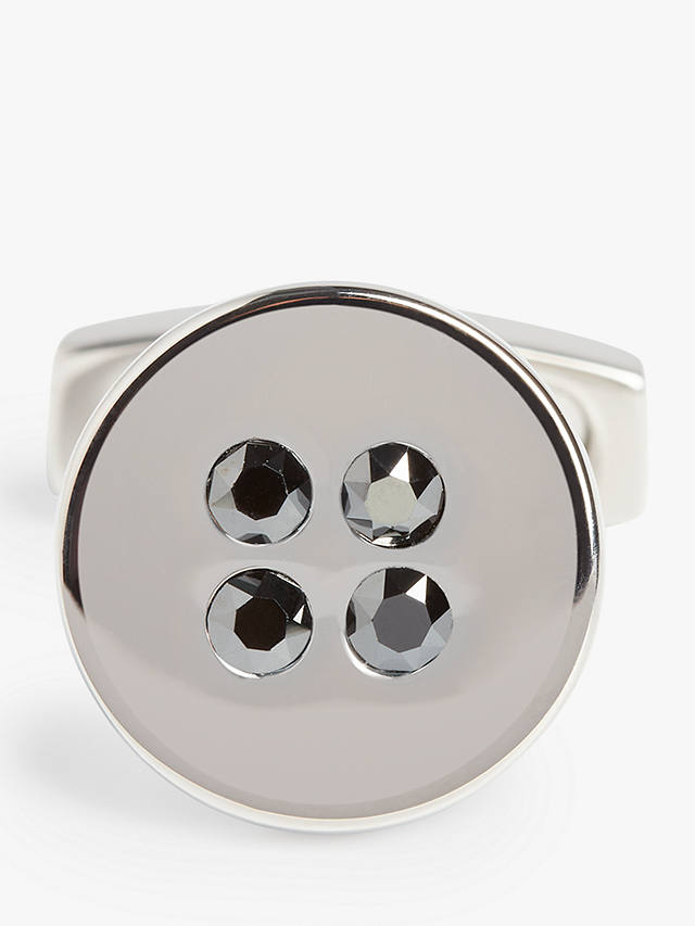 Simon Carter Jet Hematite Crystal Button Cufflinks, Grey Silver