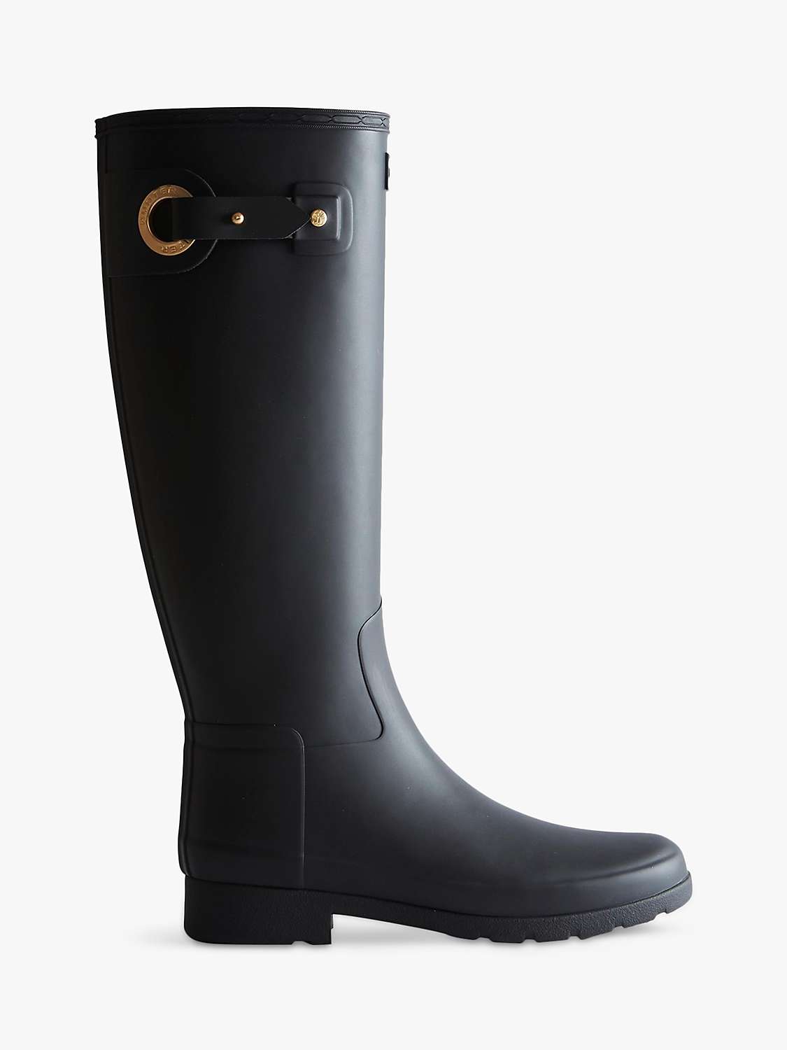 Hunter Refined Tall Buckle Wellington Boots, Black at John Lewis & Partners