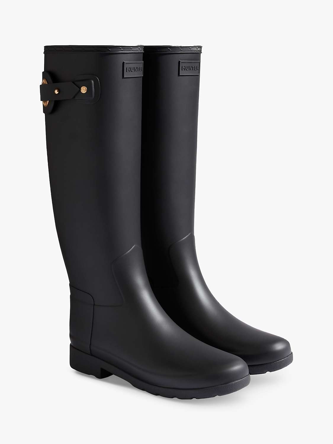 Buy Hunter Refined Tall Buckle Wellington Boots, Black Online at johnlewis.com