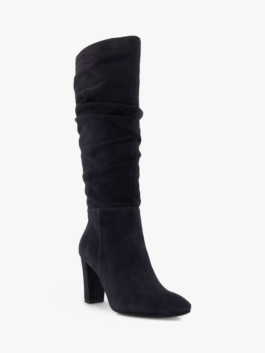 Buy Dune Stigma Suede Rouched Knee Boots, Navy Online at johnlewis.com
