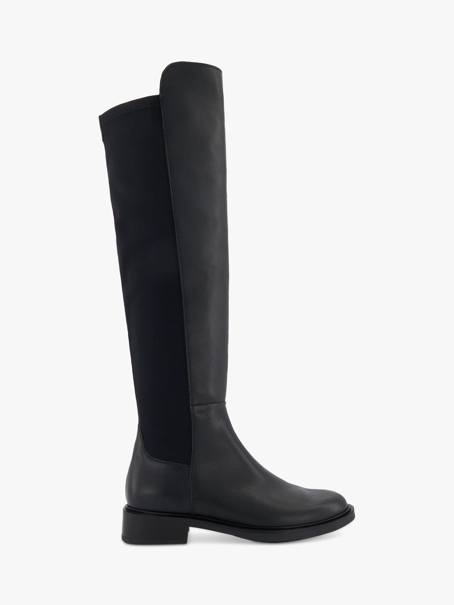 Dune Text Leather Knee High Boots, Black at John Lewis & Partners