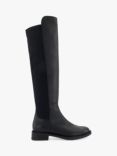Dune Text Leather Knee High Boots, Black, Black-leather