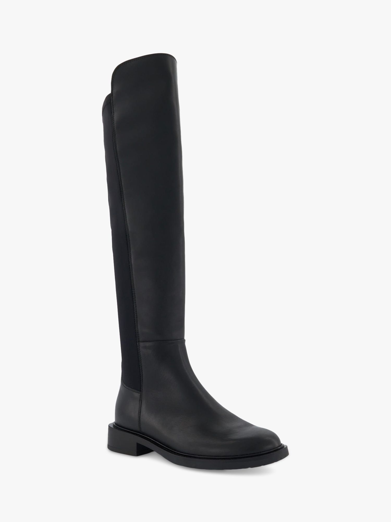 Dune Text Leather Knee High Boots, Black at John Lewis & Partners