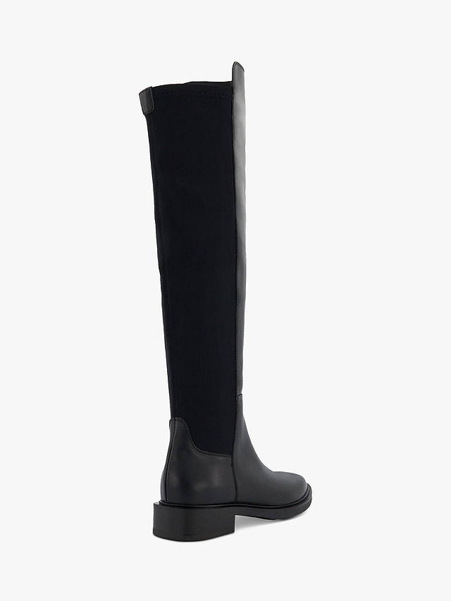 Dune Text Leather Knee High Boots, Black