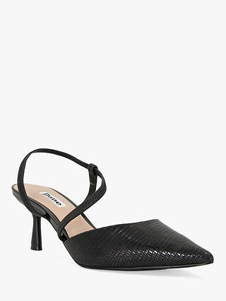 Dune Asymmetric Wide Fit Citrus Leather Court Shoes, Black-rept_print