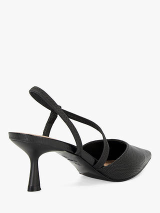 Dune Asymmetric Wide Fit Citrus Leather Court Shoes, Black-rept_print
