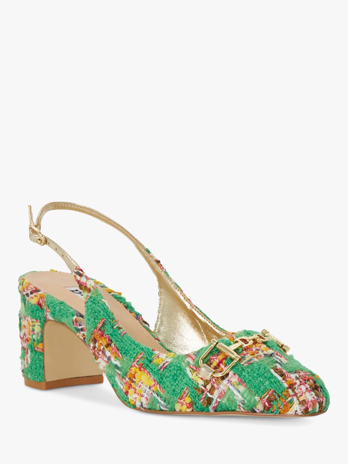 Dune Choices Fabric Slingback Court Shoes, Green at John Lewis & Partners