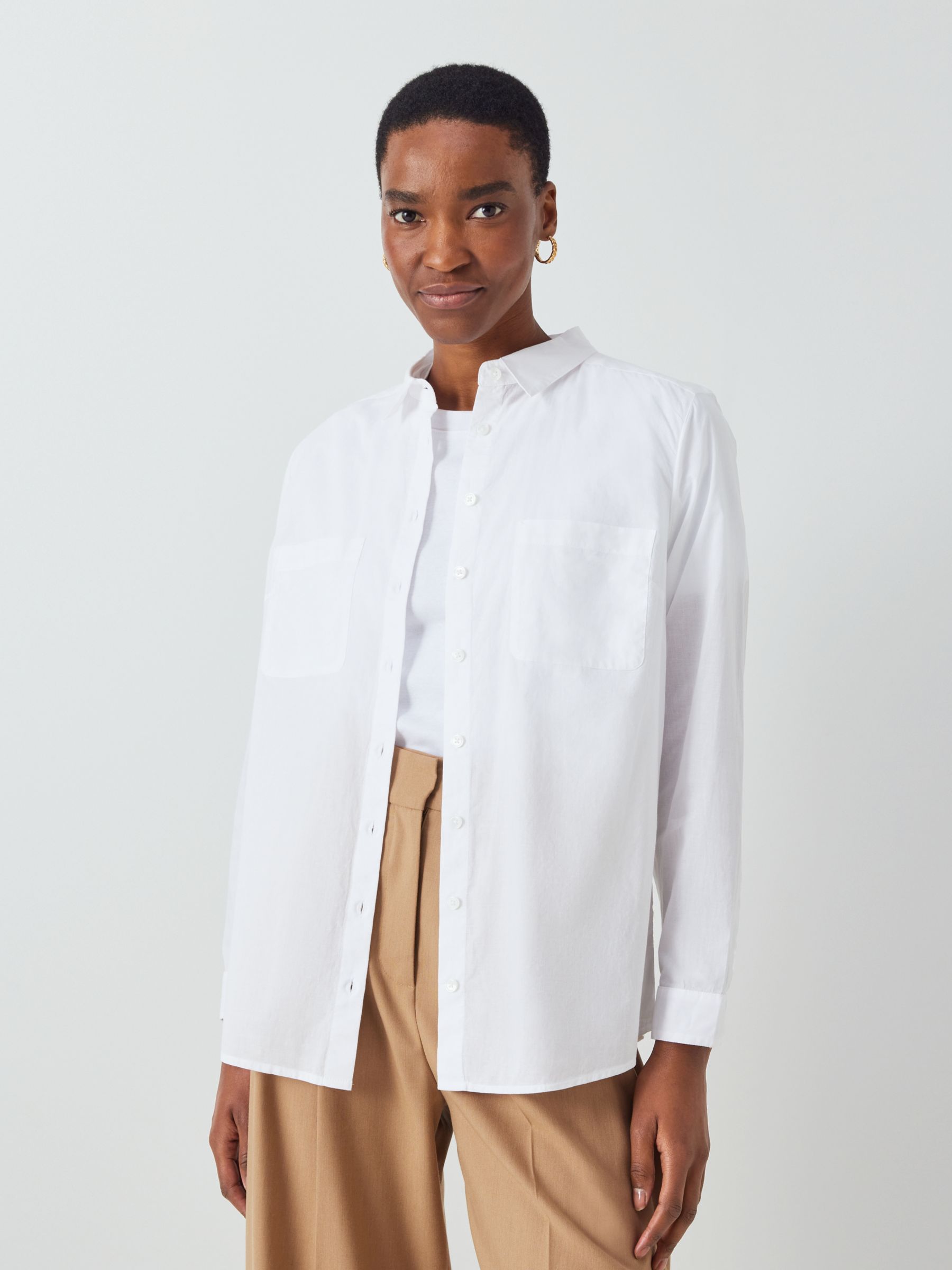John Lewis Basic Cotton Shirt, White at John Lewis & Partners
