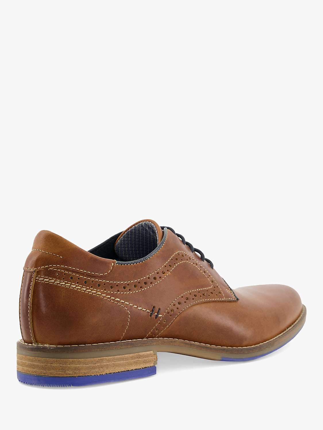Dune Wide Fit Bintom Leather Stitch Detail Derby Shoes, Tan at John ...