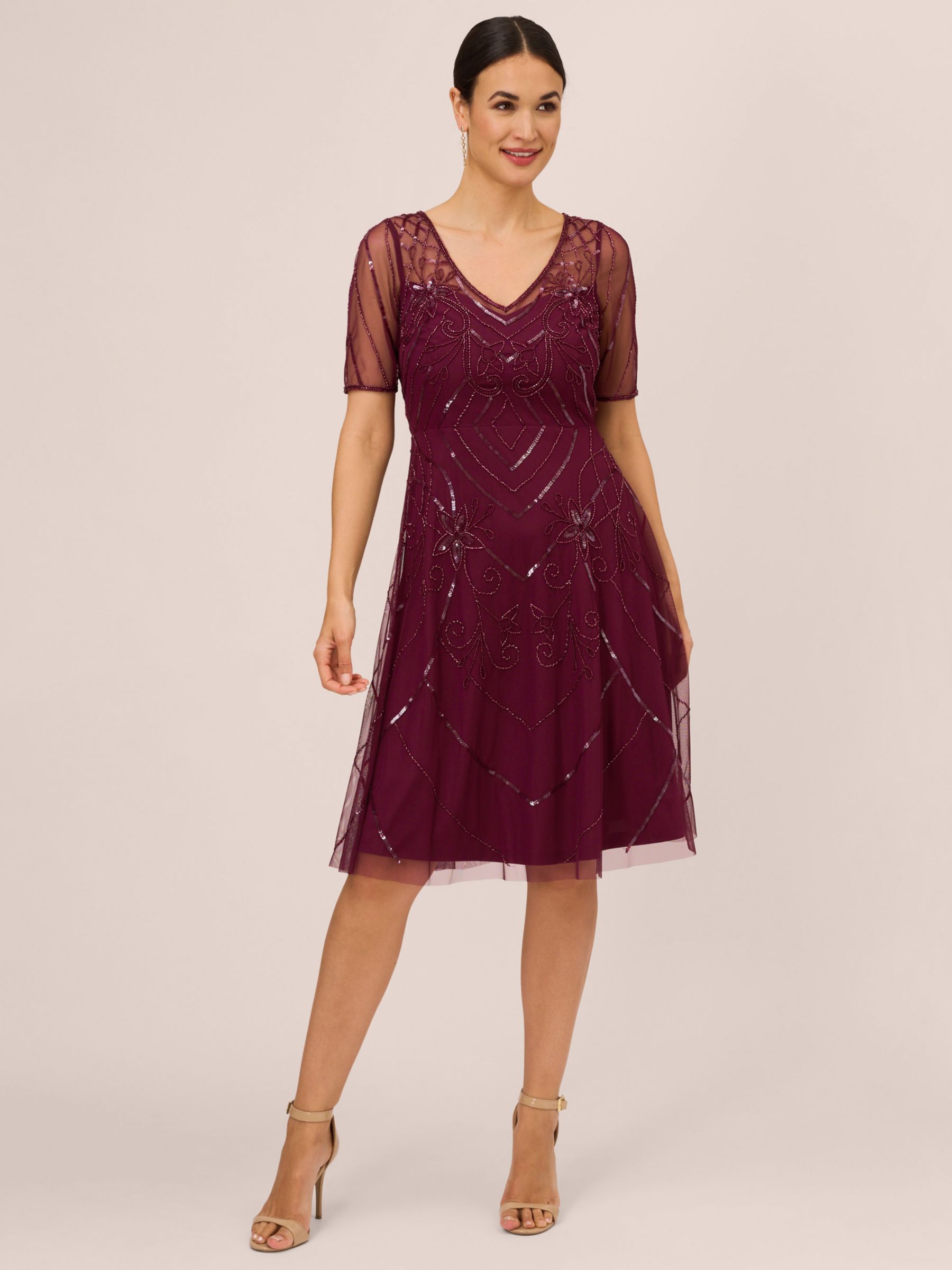 Adrianna Papell Papell Studio Beaded Dress, Cassis, 6