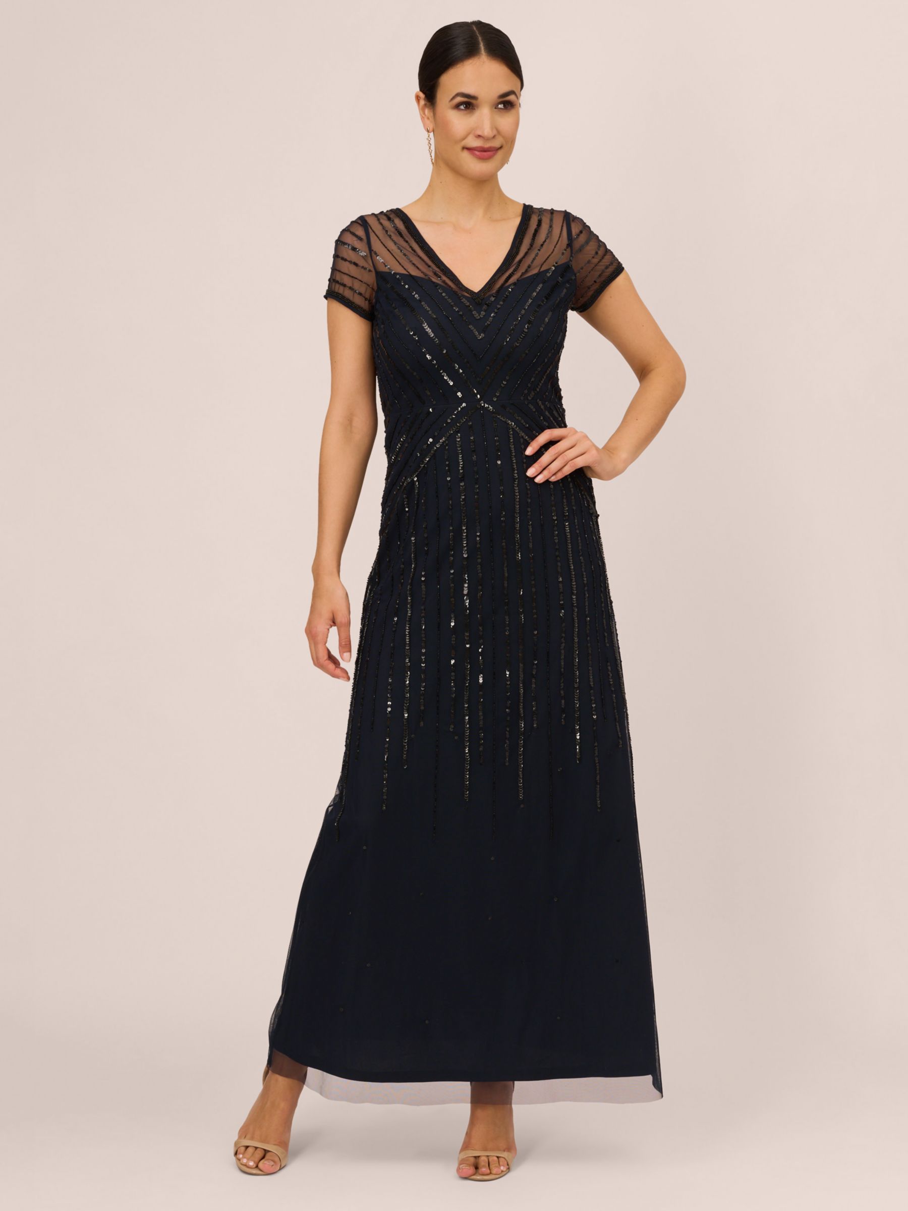 Adrianna Papell Papell Studio Beaded Gown Midnight Black 6