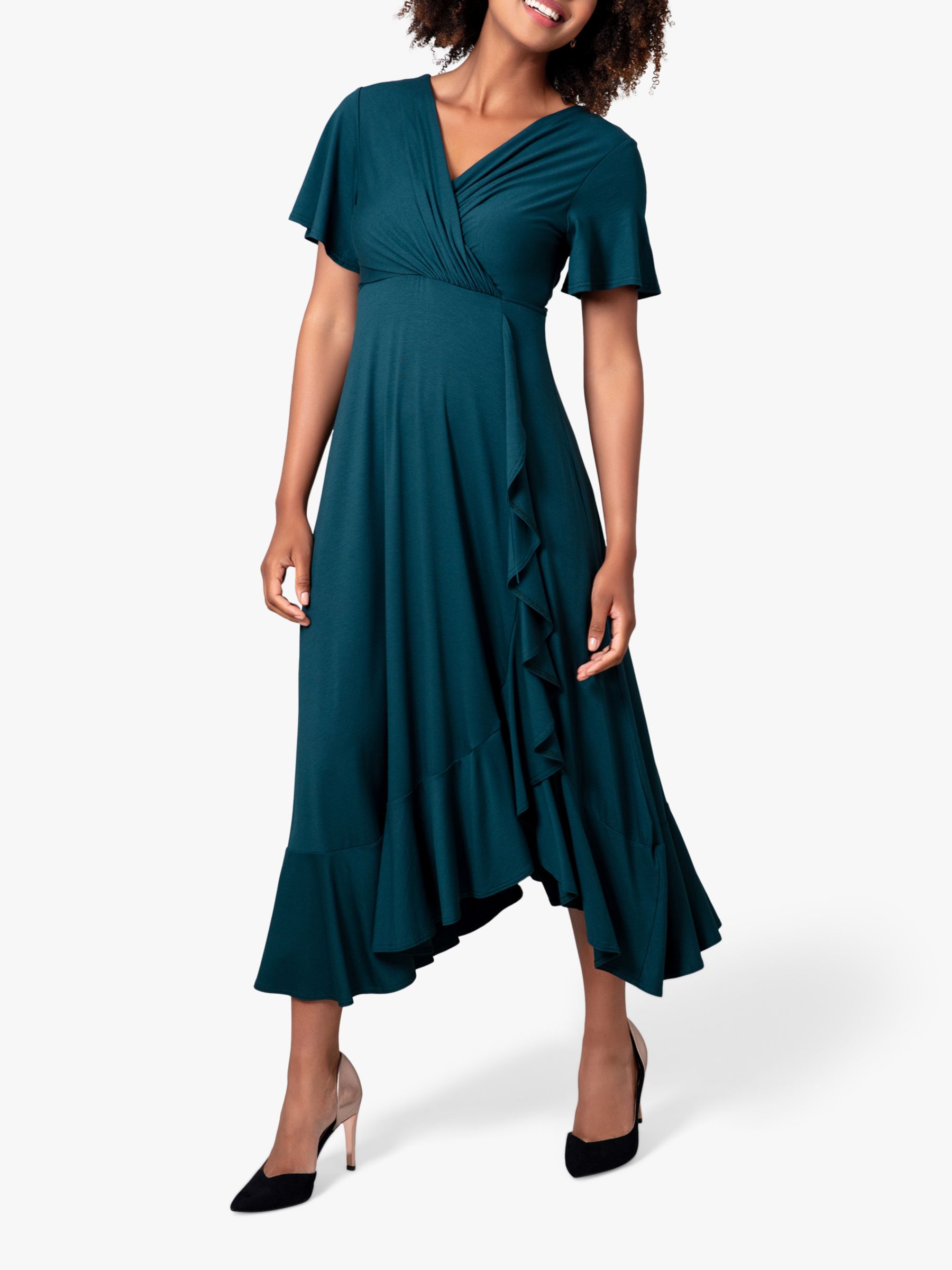 Buy Alie Street Plain Waterfall Dress, Pine Green Online at johnlewis.com
