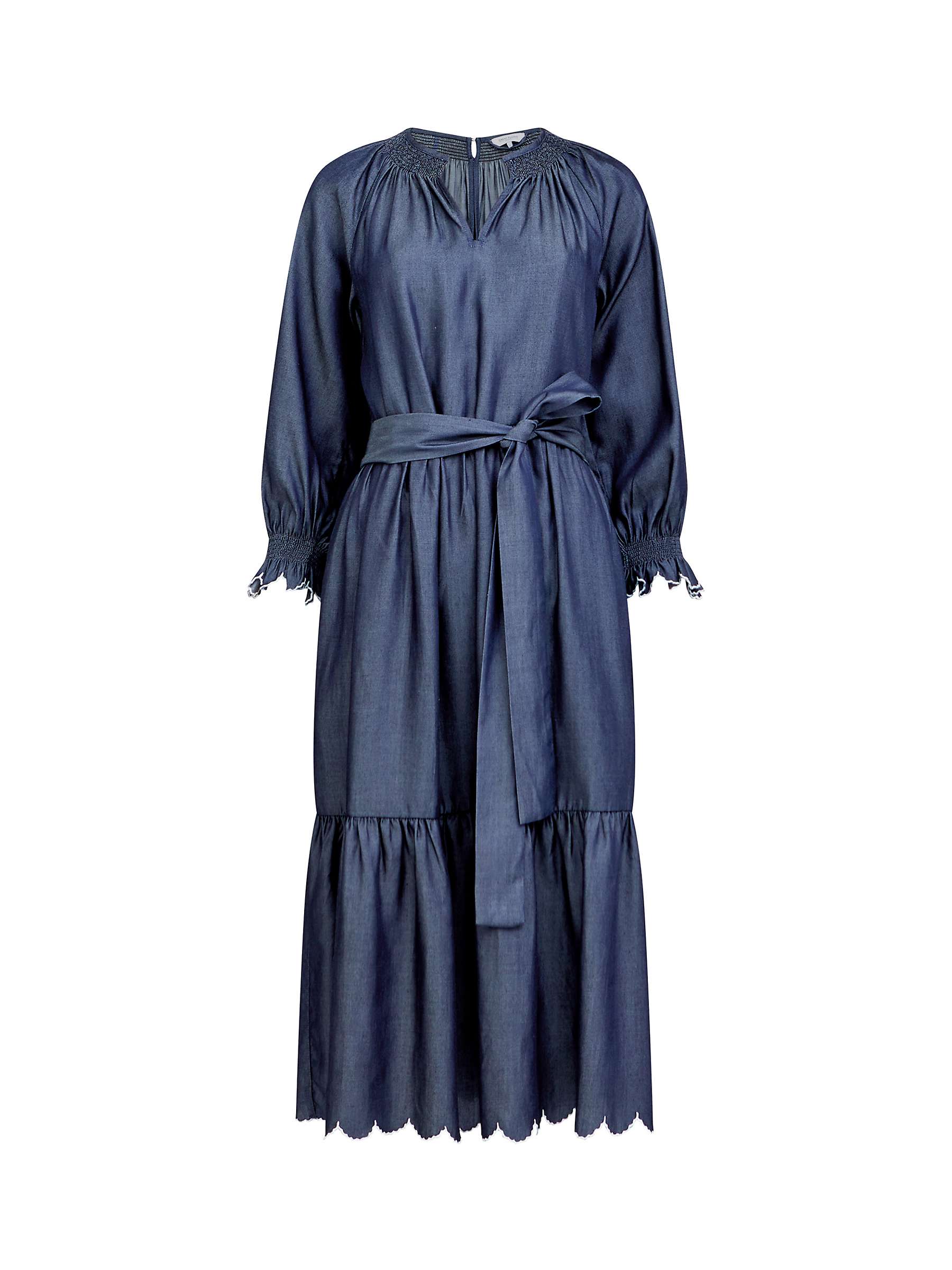 Buy Great Plains Tiered Midi Chambray Dress, Dark Indigo Wash Online at johnlewis.com