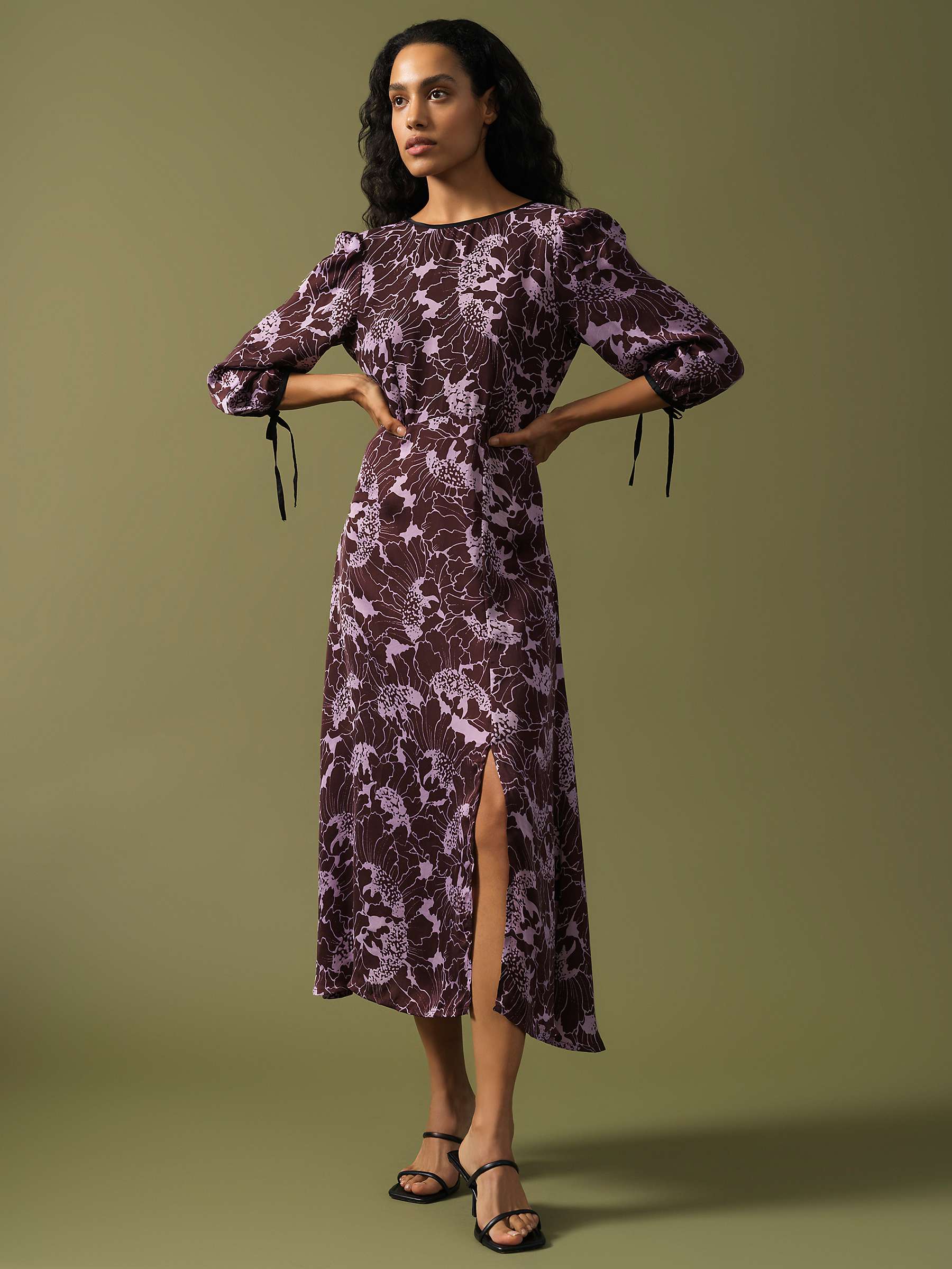Buy Great Plains Mono Poppy Tie Back Dress, Cocoa Multi Online at johnlewis.com