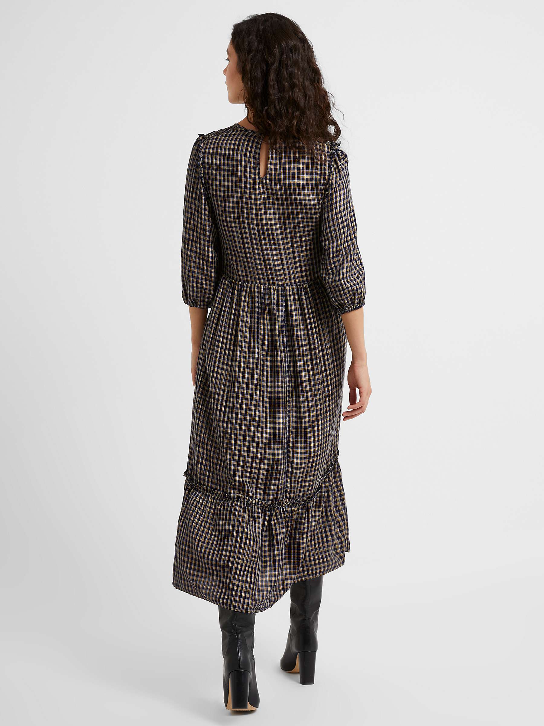 Buy Great Plains Soft Check V Neck Smocked Dress, Indigo Online at johnlewis.com